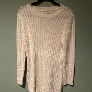 White soft sweater dress